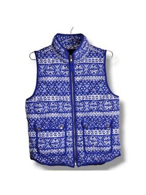 J Crew Womens Vest Sz Medium Fair Isle Button Front Insulated Ski Winter Outdoor